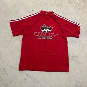 Vintage 1990s Adidas UNVL Rebels 3 Stipe Y2K Graphic Print T-shirt Men’s XL Red